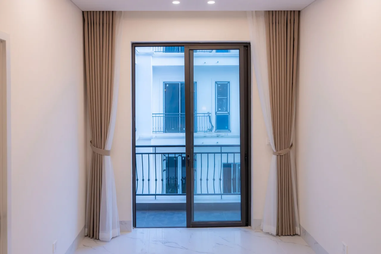 Interior view of a sliding glass patio door